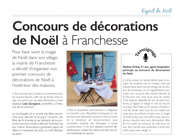 Concours de décorations de Nöel à Franchesse - Esprit Sport &amp; bien-être de décembre 2021